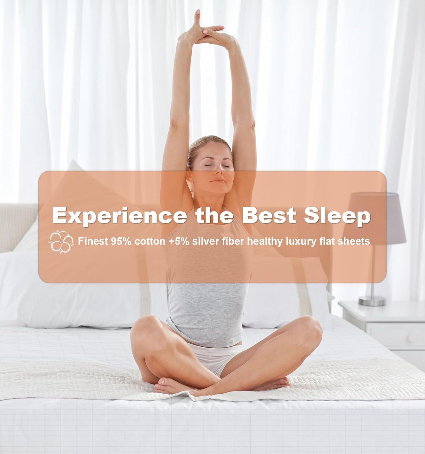 NIULAFR NIULAFR Grounding Sheets - 95% Nature Cotton +5% Silver Fiber - with Grounding Cord, Keep Good Sleep - Natural Healthy