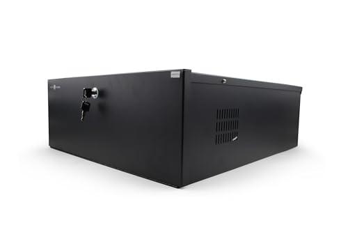 ARES VISION Heavy Duty Steel 18\" x 18\" x 5\" DVR/PC Security Lock box with 16 Gauge steel walls, Exhaust Fan, Great electonics lock box for stores, gyms, classrooms, and any public place (BLACK, 21\"x24\"x8\")