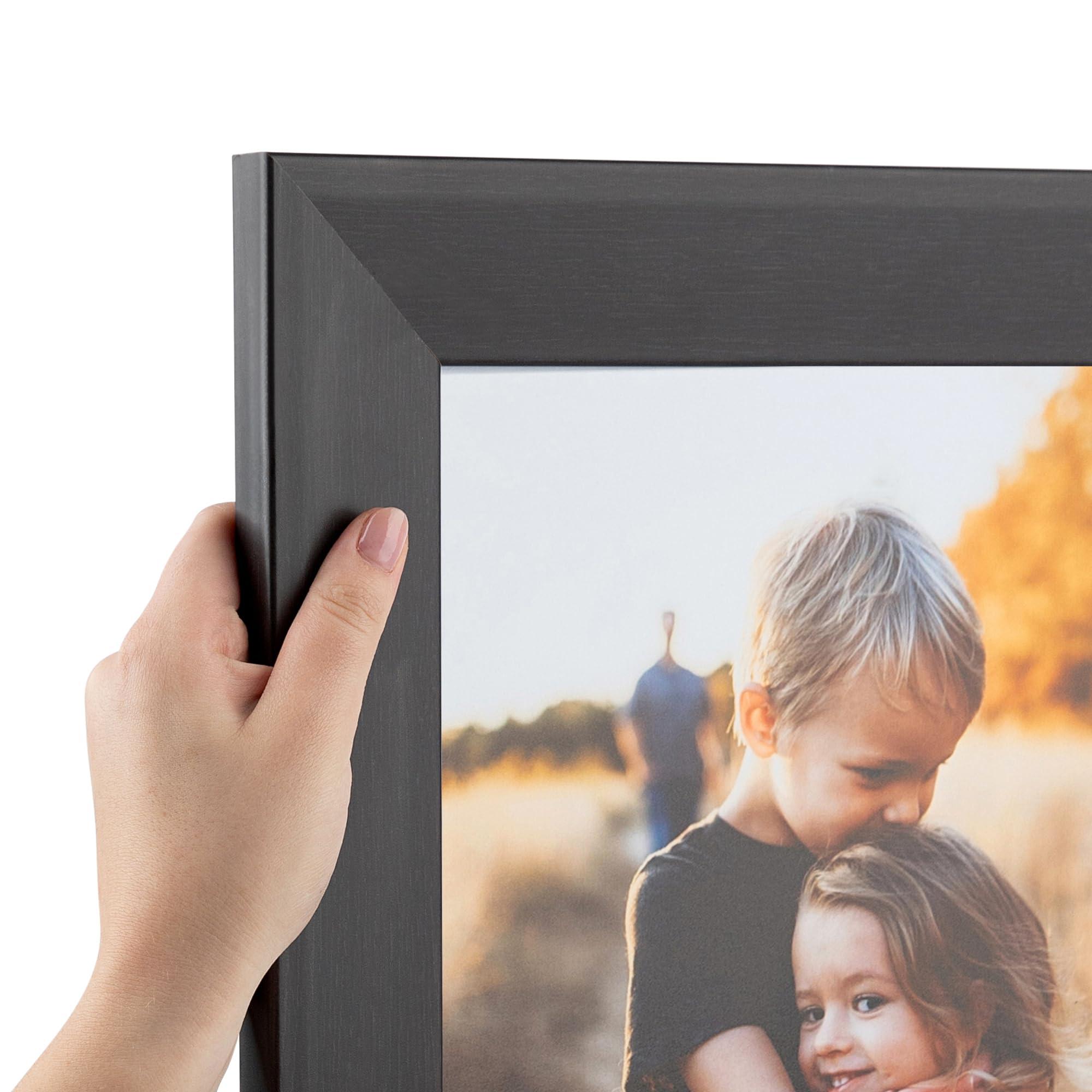ArtToFrames ArtToFrames 23x34 Inch Brown Picture Frame, This 1.11 Inch Custom Wood Poster Frame is Sloped Dark Walnut - Comes with Economy Acrylic and Corrugated Backing (2WOMC-BWPF04-1241-23x34)