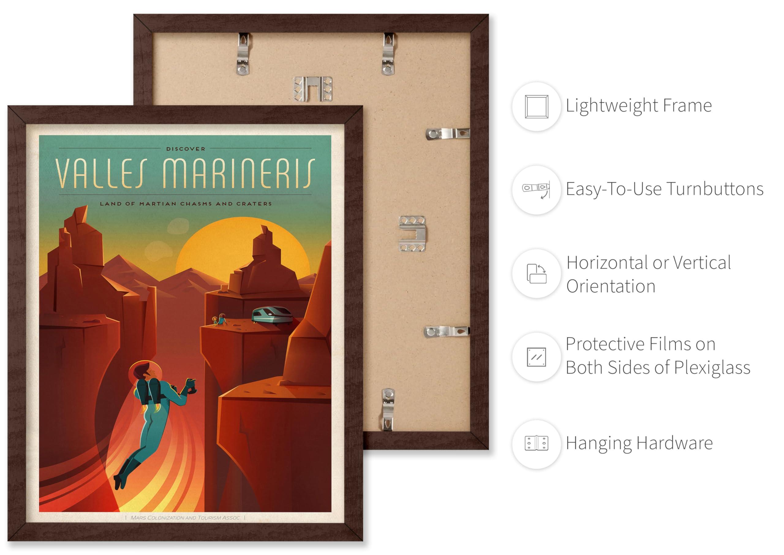 Poster Master Poster Master Astronomy Poster - Valles Marineris Travel Poster - Gift for Astronomers and Space Exploration Enthusiasts - Wall Decor Home, Office, Living Room, 11x14 Brown Framed