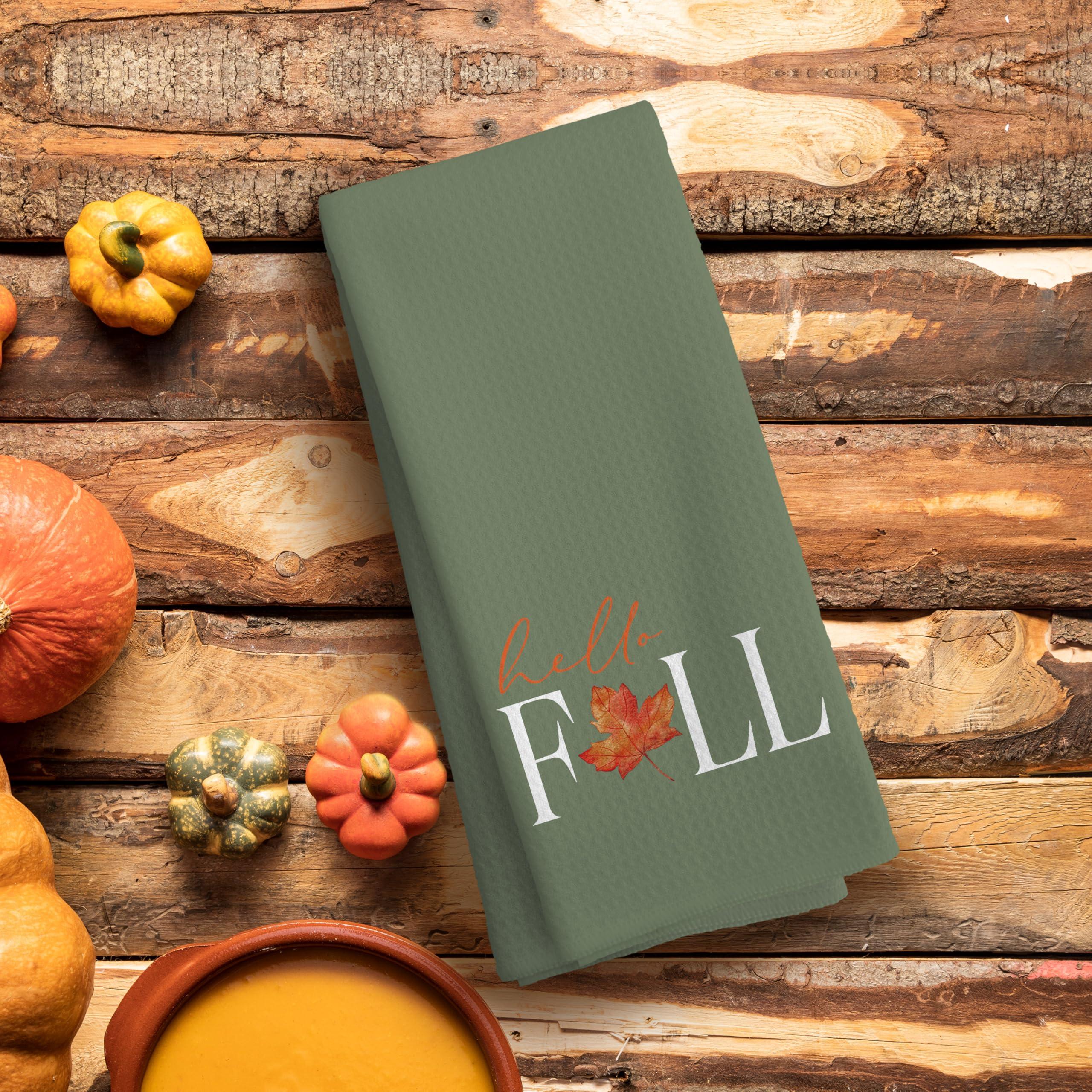 Voatok Voatok Fall Hand Towels, Fall Bathroom Hand Towels, Fall Decorations for Home, Fall Kitchen Towels, Fall Hand Towels for Bathroom Kitchen, Fall Dish Towels, Fall Bathroom Kitchen Decor(Grass Green)