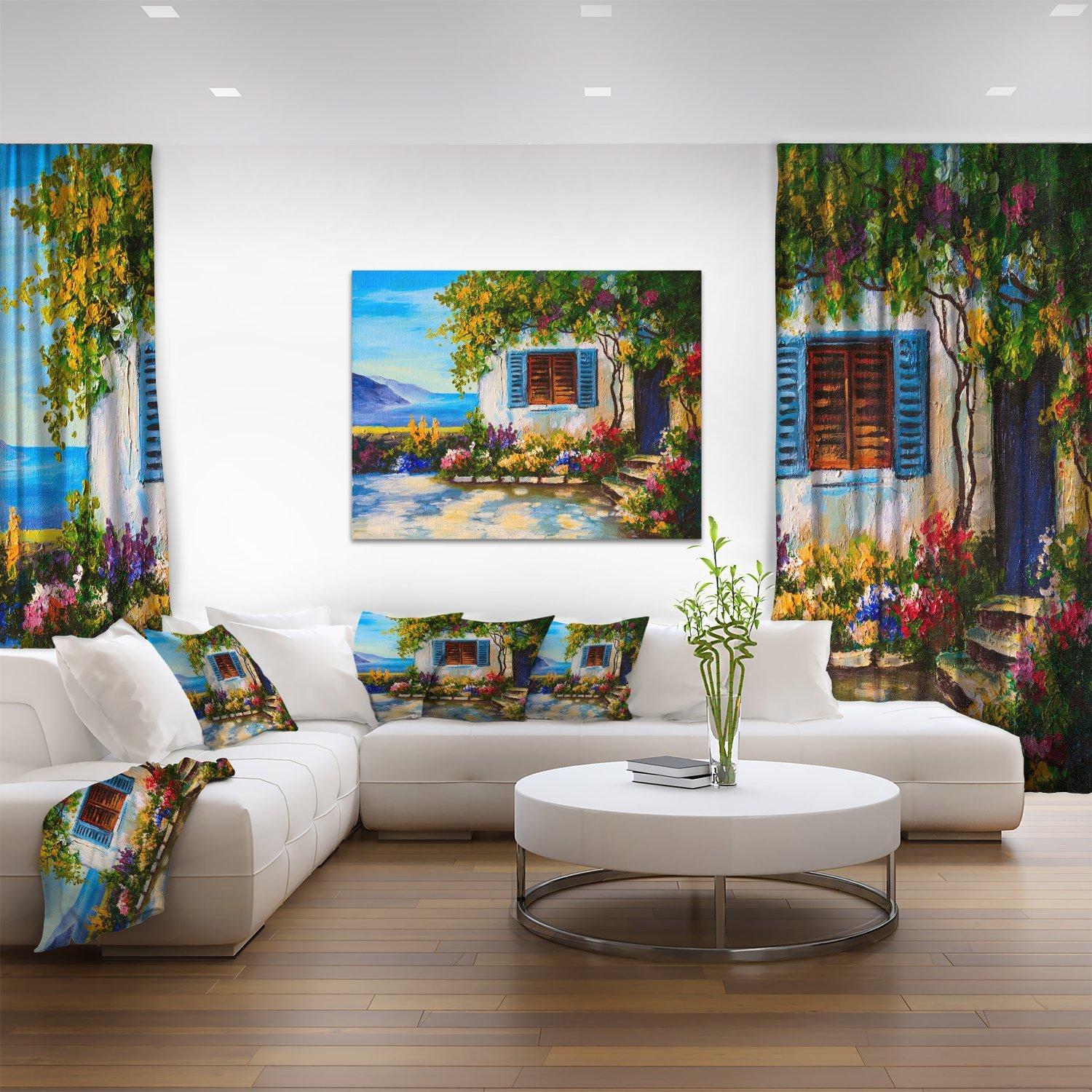 Designart House Near Sea Oil Painting Landscape Painting Canvas Print