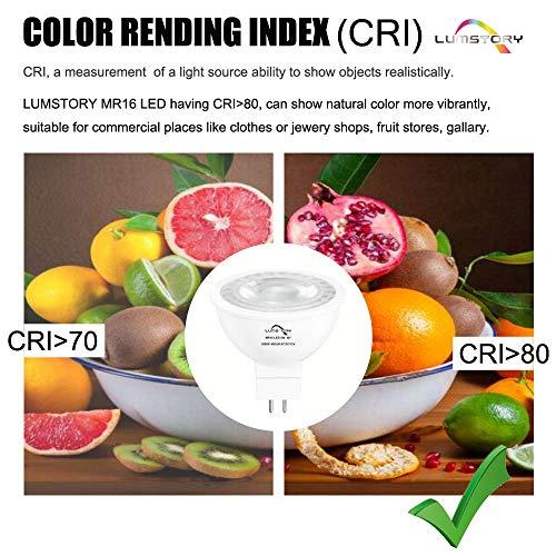 LumStory MR16 LED Bulb 5000K Daylight 12V GU5.3 Bipin Base Non-Dimmable 50W Equivalent Halogen Bulbs 5W LED Replacement for Landscape Track Lighting 10-Pack
