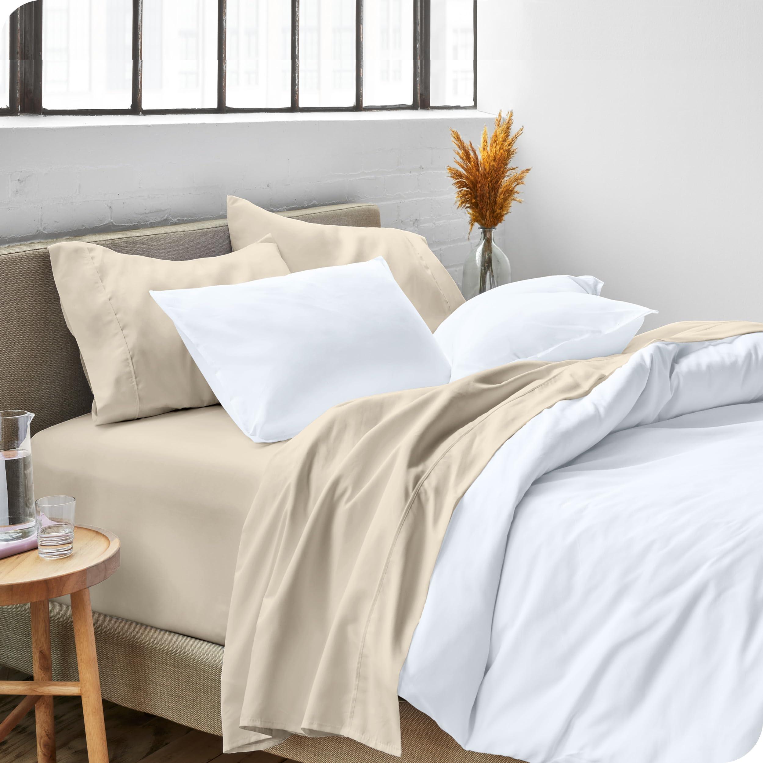 Bare Home Bare Home Split California King Sheet Set - 1800 Ultra-Soft Microfiber Split California King Bed Sheets - Double Brushed - Deep Pockets - Easy Fit - 5 Piece Set - Bed Sheets (Split Cal King, Sand)
