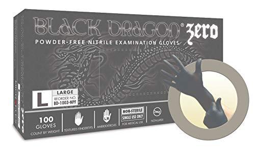 Ansell Microflex Black Dragon Latex Gloves - Disposable, Exam Grade, Black, Size Large (pack of 100)