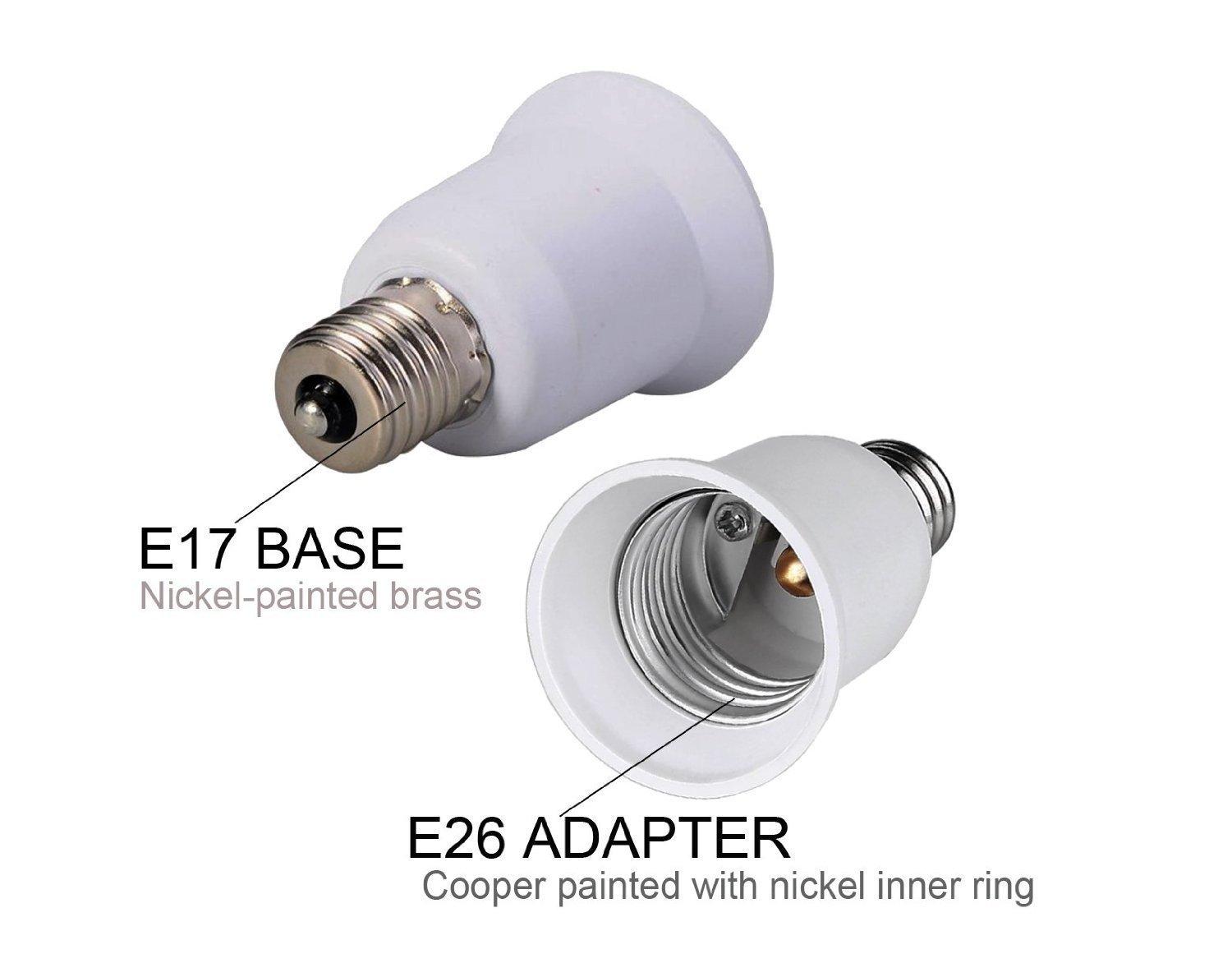 Lighting Supplier YI Lighting E17 to E26 Socket Adapter Converter - Converts Intermediate to Medium Socket (Pack of 2)