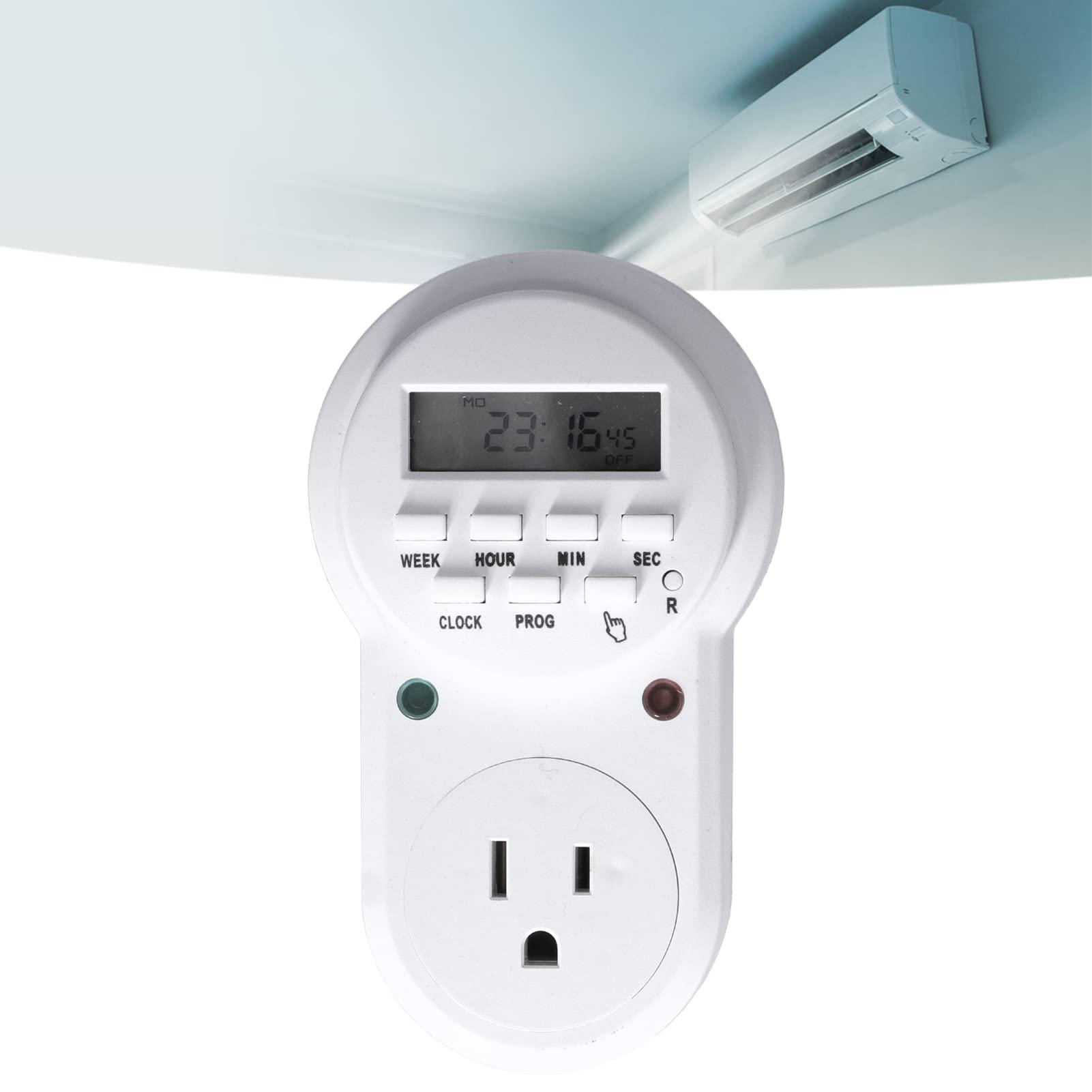 Fdit Digital Programmable Outlet Timer for Lights, Kitchen Appliances, Chargers, Daylight Saving Time Function with 7 Operation Buttons