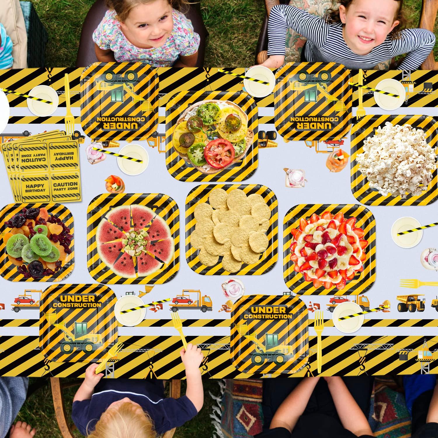 INSPIREYEE INSPIREYEE 160 Pack Construction Birthday Party Supplies Dump Truck Construction Birthday Decorations Construction Party Tableware Set - Plate, Napkins Serves 40