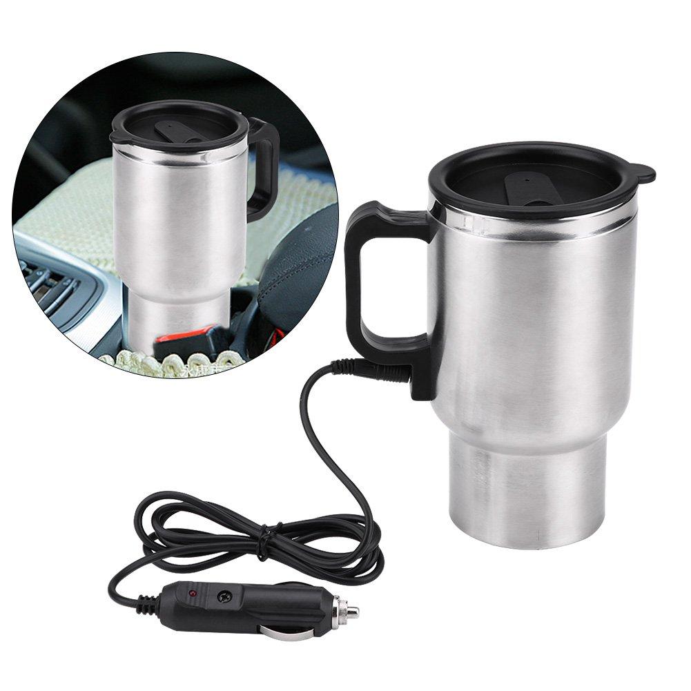 Naroote Hot Water Kettle Electric, Travel Electric Kettle, 12V 450ml Stainless Steel Car Heating Cup Car Heated Coffee Mug Electric Coffee Cup Portable Water Heater Portable Electric Kettle