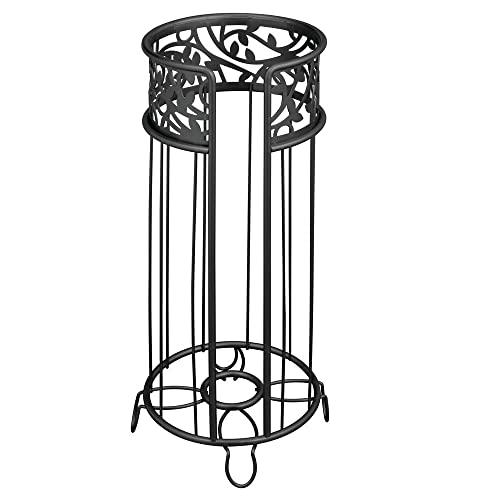 mDesign mDesign Decorative Free Standing Toilet Paper Holder Stand with Storage for 3 Rolls of Toilet Tissue - for Bathroom/Powder Room - Holds Mega Rolls - Durable Metal Wire - Matte Black