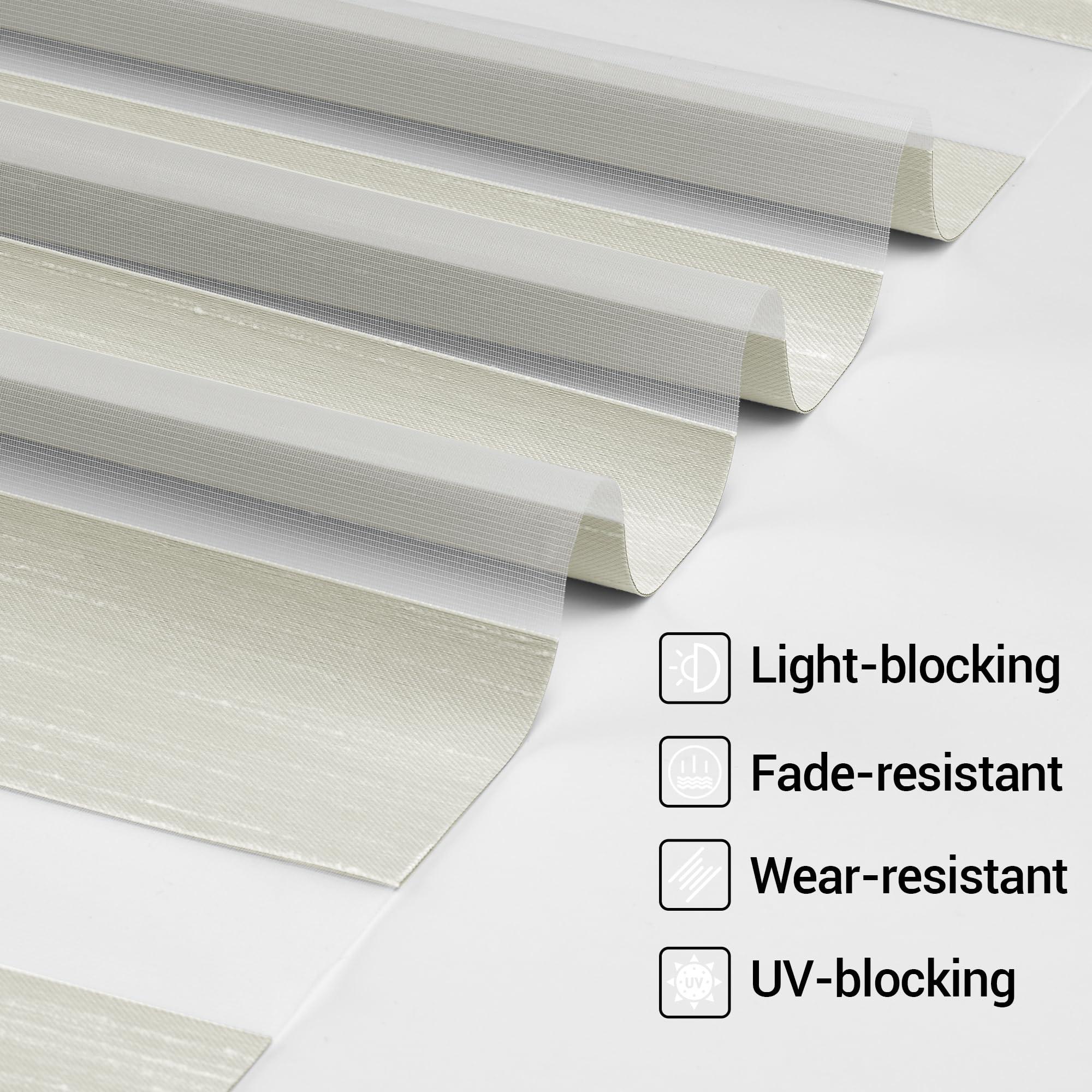 HOTSOON HOTSOON Zebra Blinds for Windows Custom Size Blackout Roller Shades Privacy Dual Light Control Dual Layer Easy to Install for Home, Beige, 46" W x 72" H