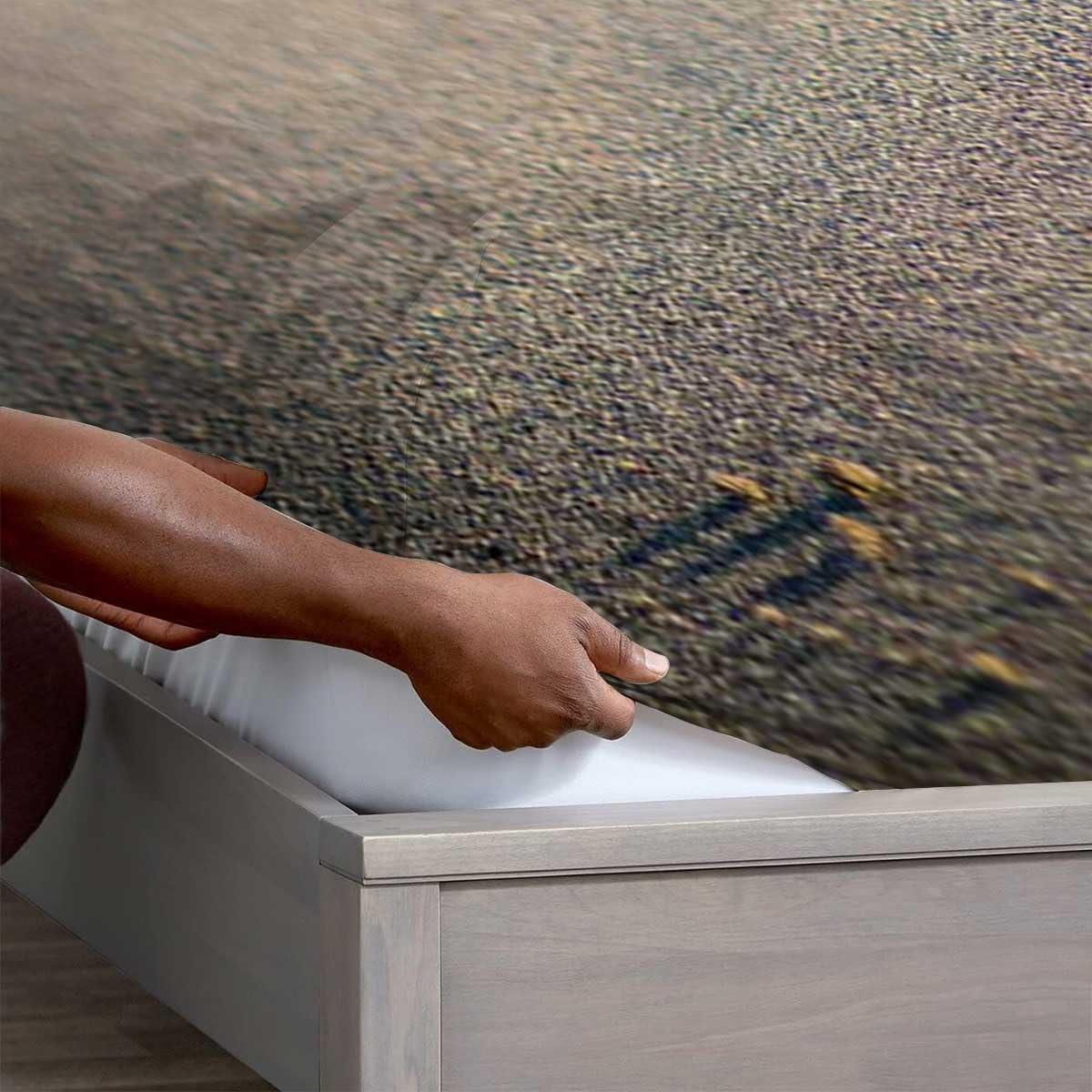 WHYATT Full Cooling Fitted Sheet Beach View,Coast Bedspread Snug-Fit Full Size