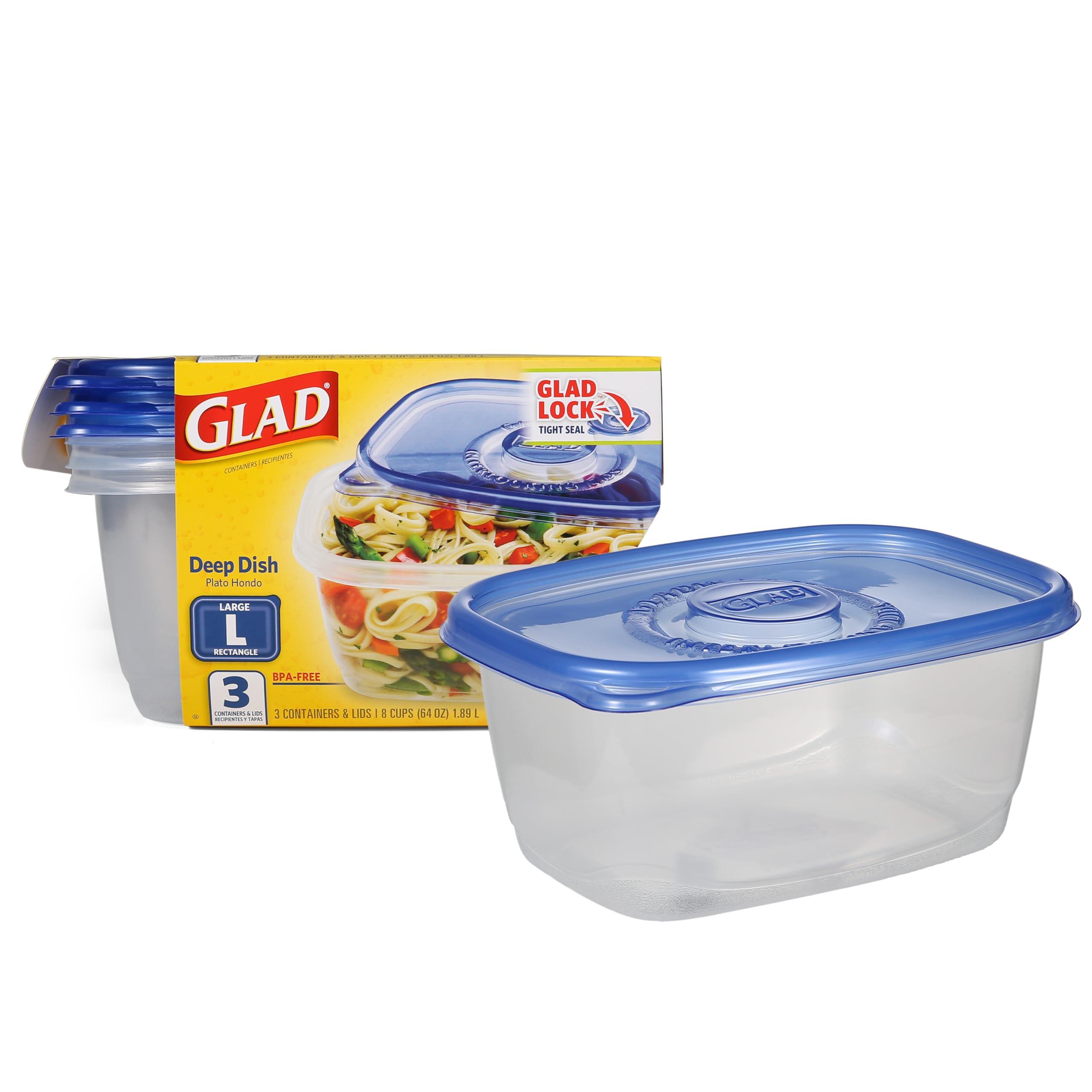 Glad GladWare Family Size 104oz Food Containers Bundle with 64oz Deep Dish Food Storage