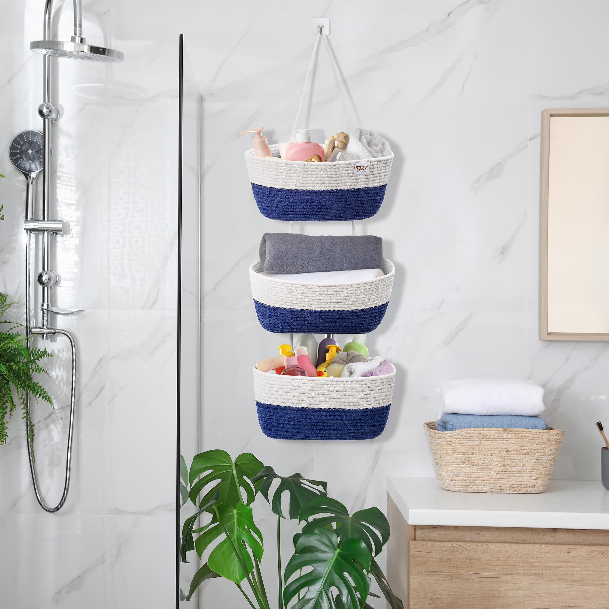 DaVera Design Wall Basket, Hanging Basket, Hanging Wall Baskets, Wall Hanging Baskets for Storage, Wall Basket Storage, Hanging Baskets for Organizing,DaVera Design, Navy and white