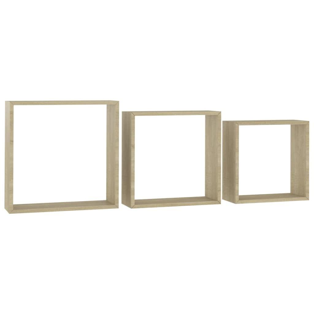 KTHLBRH KTHLBRH Wall Cube Shelves 3 pcs,Floating Wall Shelves,Floating Cube Shelf Floating Square Bookshelf, Wall Cubbies Storage Shelves for Bedroom,Living Room Sonoma Oak