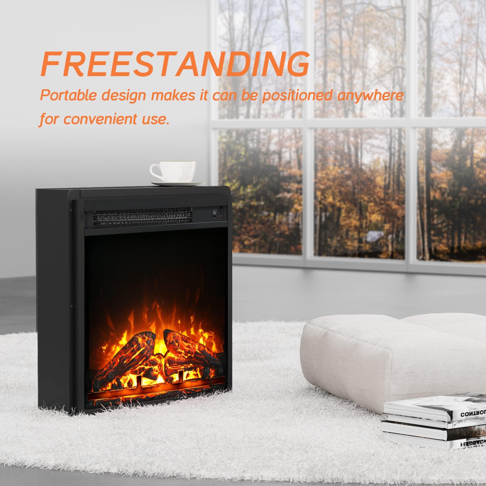 WAMPAT WAMPAT 18\" Electric Fireplace, in-Wall Recessed with Heater, Linear Wall Fireplace with Thermostat, Small Electric Stove for Bedroom Office, 1400W