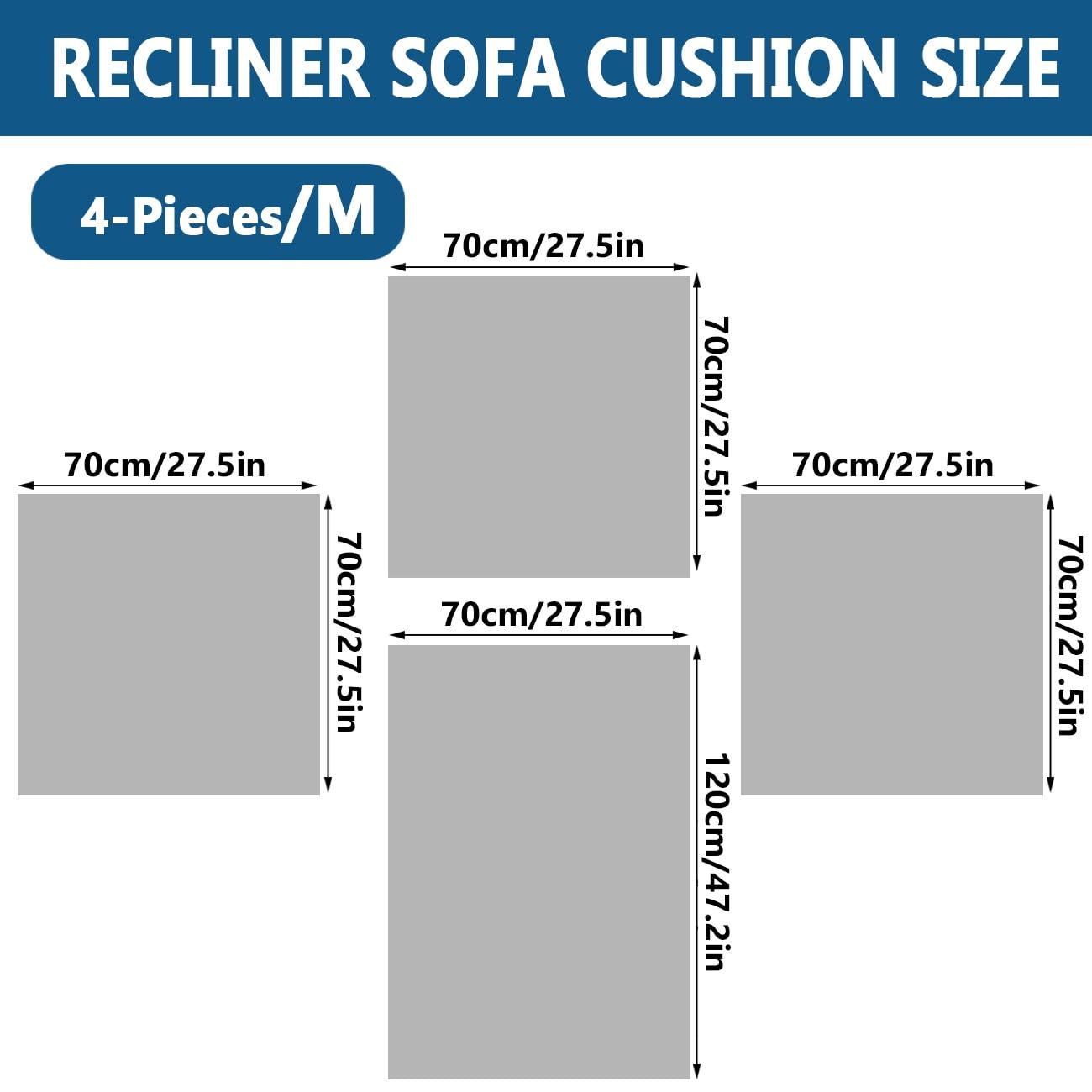 ZYANLING ZYANLING Recliner Chair Covers Lazy Boy Quilted 4-Pieces Recliner Sofa Slipcover Recliner Couch Covers for 1 seat,Washable Furniture Protector with Elastic Straps for Kids Dogs Pets