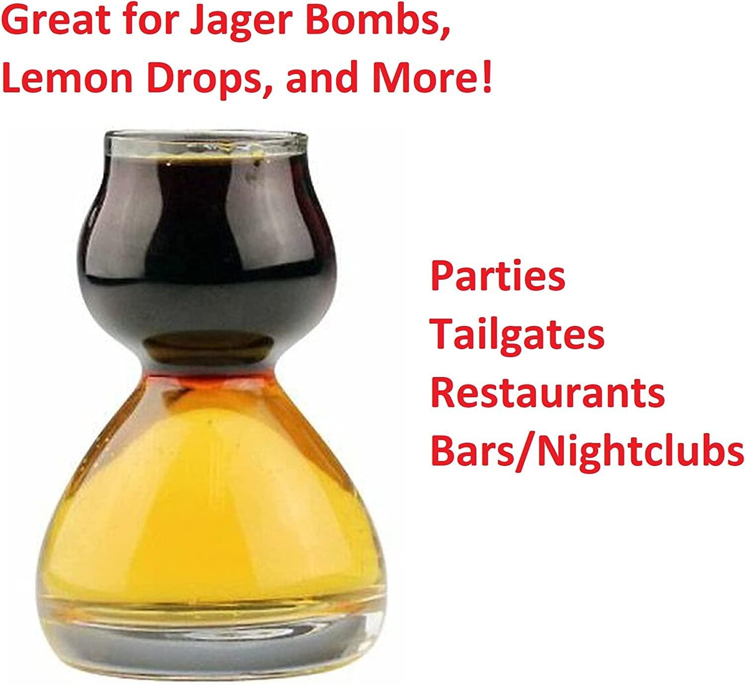 QUAFFER QUAFFER Double Bubble Layered PLASTIC Shot Glass Clear Chaser Shot Glass Jigger for Smooth Tasty Shots Fun Unique Split Shot Glasses Barware (Set of 36)