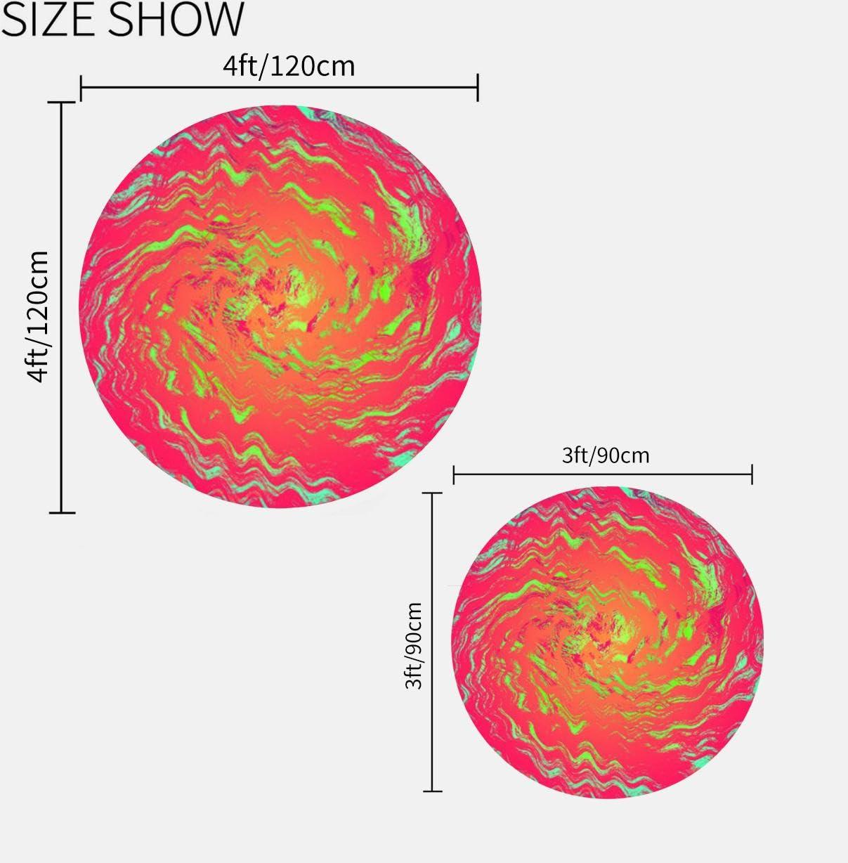 TIAYOUORTY Small Round Rug 3ft Circular Circle Rugs Round Bathroom Entryway Bedroom Kitchen Washable Area Rug Carpet 3 Feet Twirl Orange Abstract Style Rug