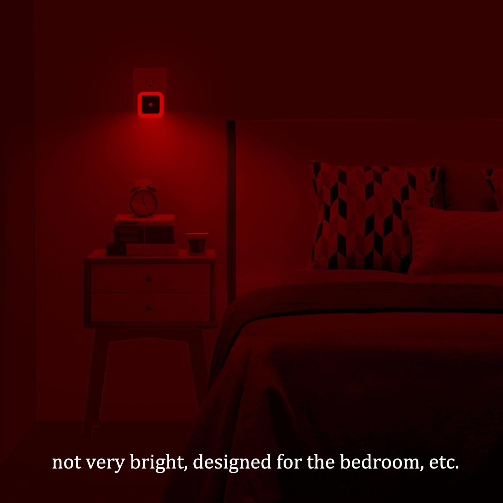 Elsent Elsent [ Pack of 4 ] Real Red LED Night Lights, Plug into Wall Lights with Light Sensor - Suitable for Bedroom, Baby and Kid\'s Room (Unique Pink Cover Design)