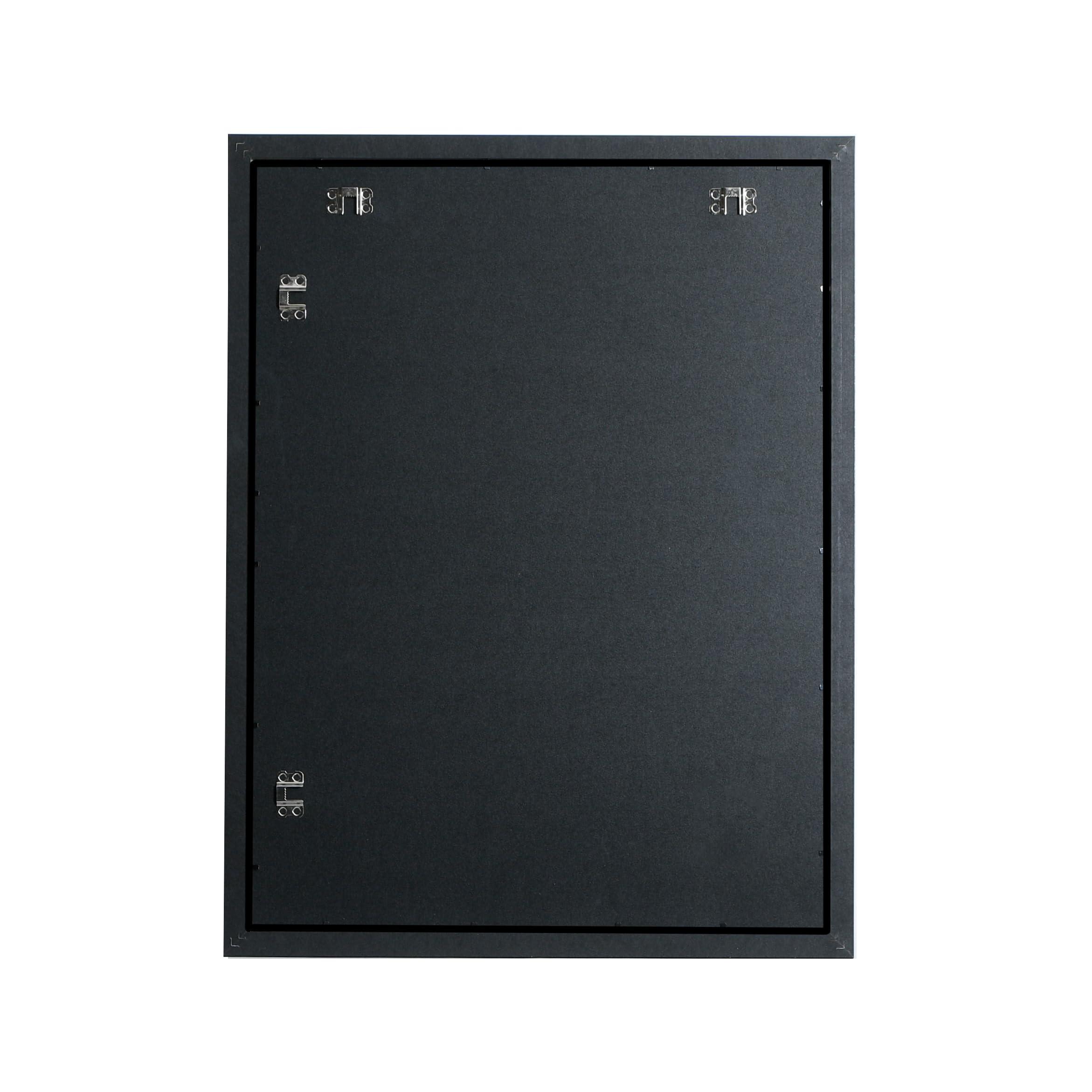 Frame Amo Frame Amo 18x24 Black Solid Wood Poster Frame, White Multi Mat for 13x19 and 16x20 Image, 1 inch Wide, Acrylic Front