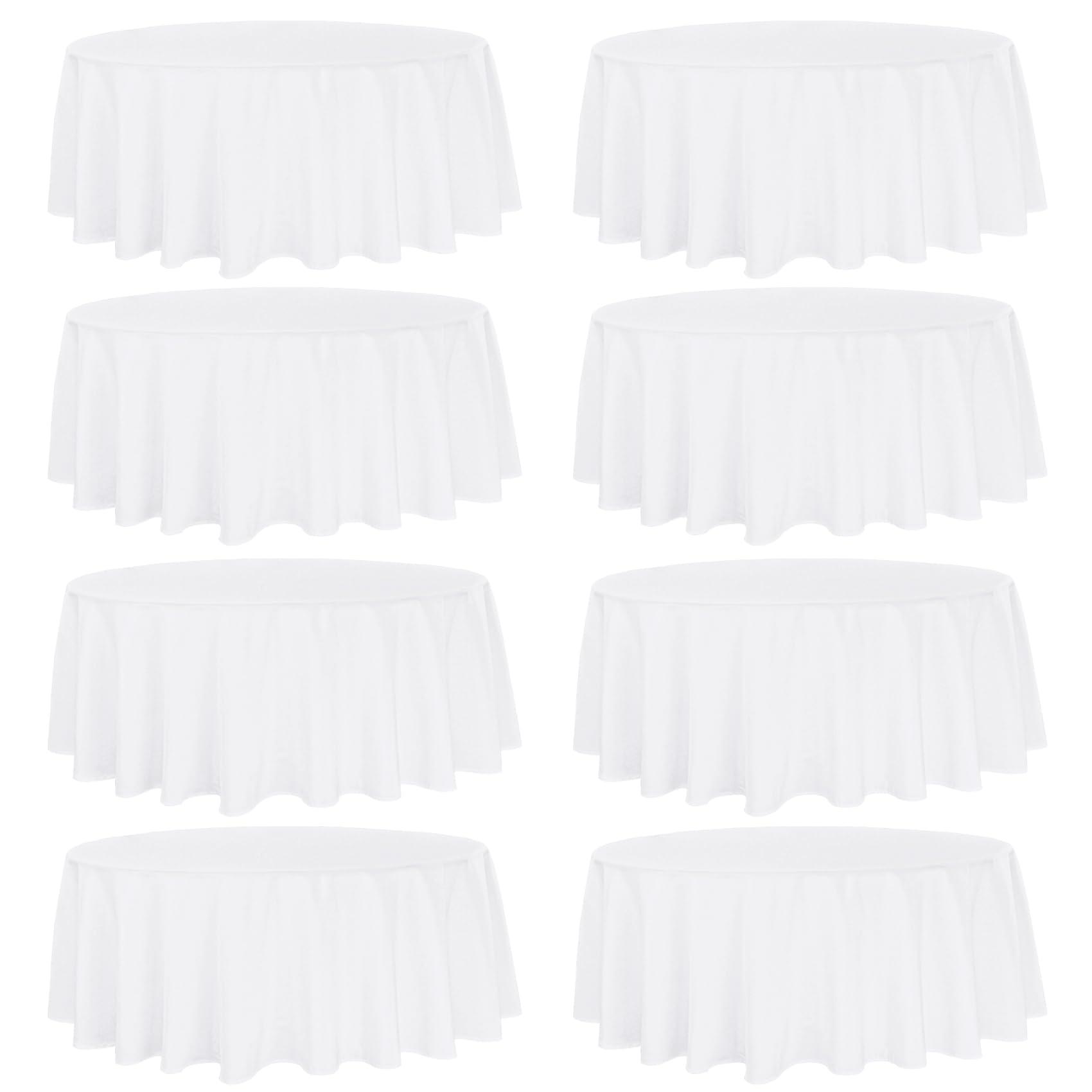 Fivenl 8 Pack Round Tablecloth 90 Inch Round Table Covers Bulk Washable Polyester Fabric Round Table Clothes for Wedding Party Reception Banquet Buffet Restaurant (White, 90 Inch)