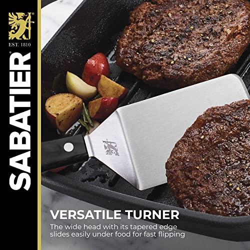Sabatier Sabatier Triple Rivet Stainless Steel Wide Turner, 9.65-Inch, Black