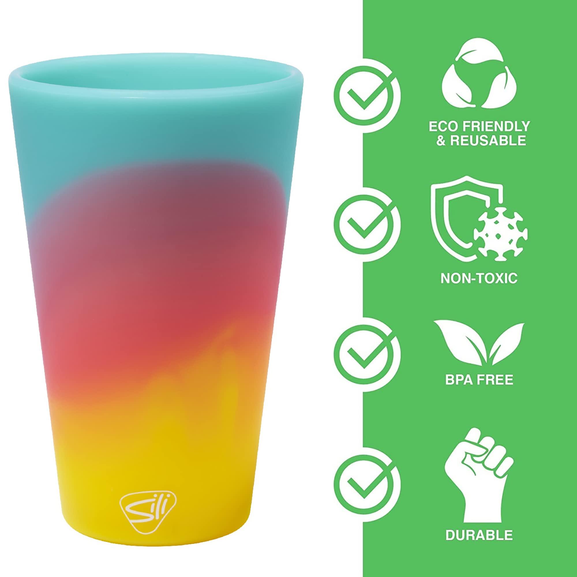 Silipint Silipint: Silicone Pint Glasses: 2 Pack -Sugar Rush & Aurora -16oz Unbreakable Cups, Flexible, Sustainable, Hot/Cold, Seasonal Color