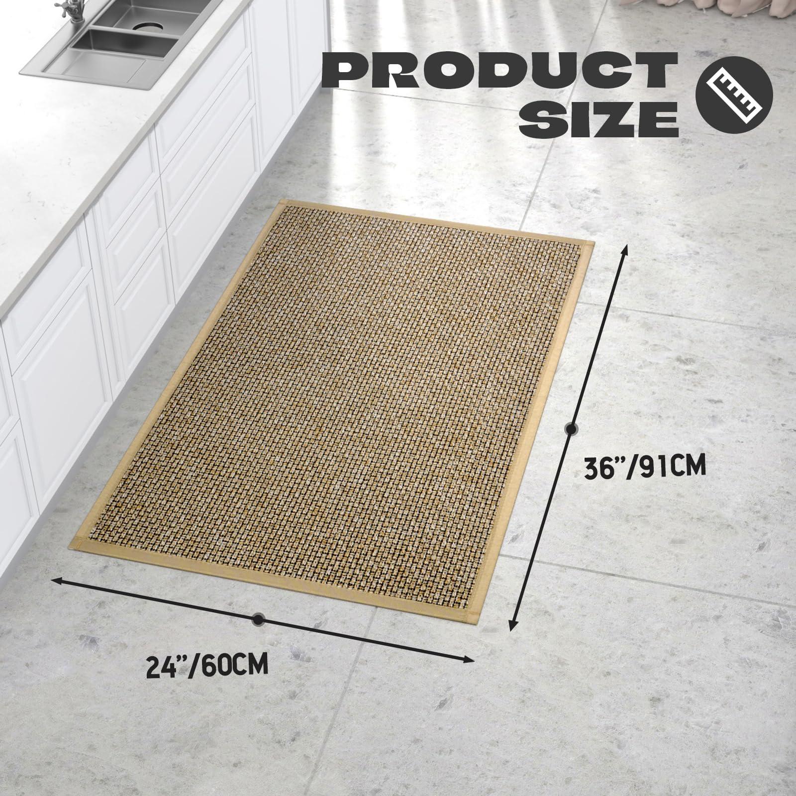 Hargiis Hargiis Kitchen Rug, Rubber Non Slip Kitchen Rugs Washable, Absorbent Runner Mat for Floor, Machine Washable Standing Mats for in Front of Sink, Door, Laundry, Entryway, Hallway (Brown, 36" 24")