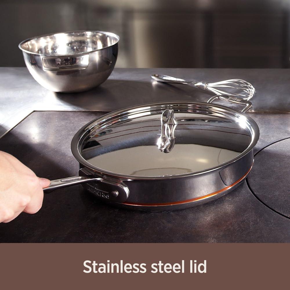 All-Clad All-Clad Copper Core 5-Ply Stainless Steel Fry Pan 10 Inch Induction Oven Broiler Safe 600F Pots and Pans, Cookware Silver