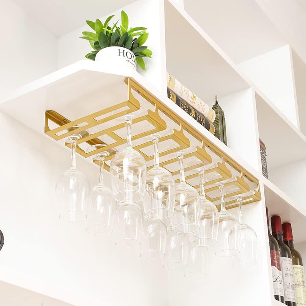 NWB Stylish Modern Wine Rack Wall Mounted,Under Cabinet Stemware Wine Glass Holder, Metal Wine Glass Organizer Glasses Storage Hanger for Kitchen Cabinet Bar Decor,Perfect for Wine lovers