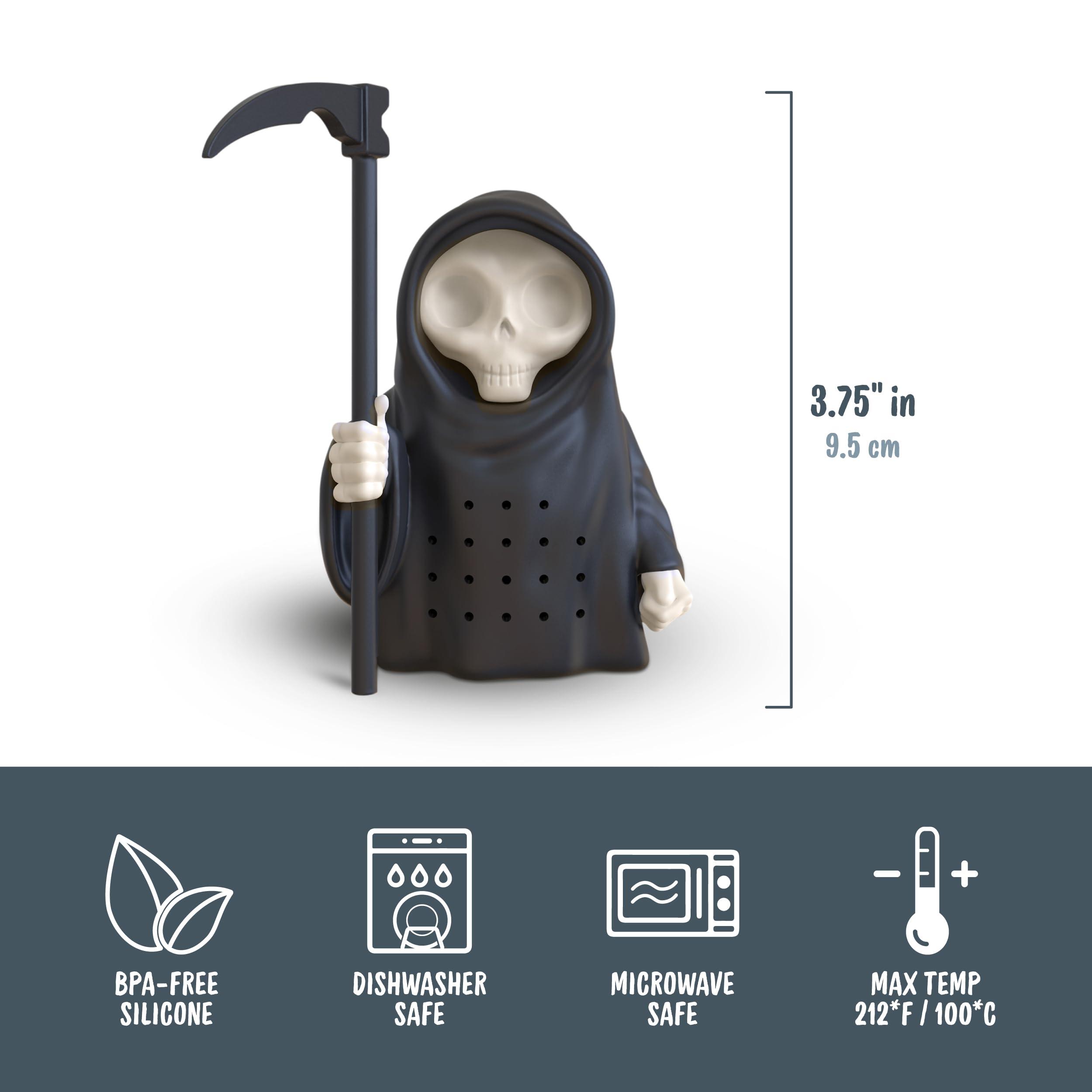 Genuine Fred Genuine Fred, GRIM STEEPER, Grim Reaper Reusable Silicone Tea Infuser, Black, Fun Gift for Tea Lovers, Clever Kitchen Gadget