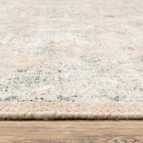 HomeRoots 10' X 13' Beige and Grey Oriental Hand Loomed Stain Resistant Area Rug with Fringe