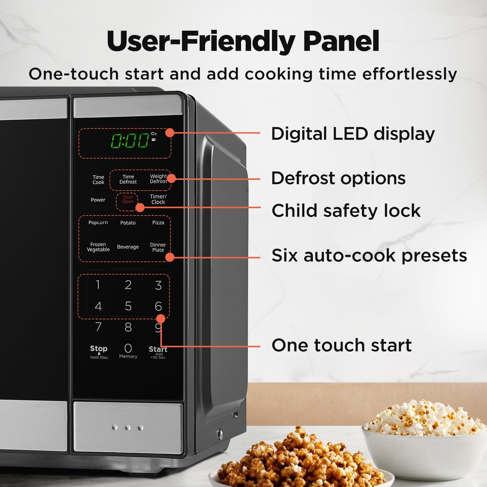 BLACK+DECKER BLACK+DECKER Countertop Microwave Oven 0.9 Cu Ft, 6 Auto Menus, Child Lock, Memory Function, 10 Power Levels, Easy One-Touch Start, Digital Panel, 900W