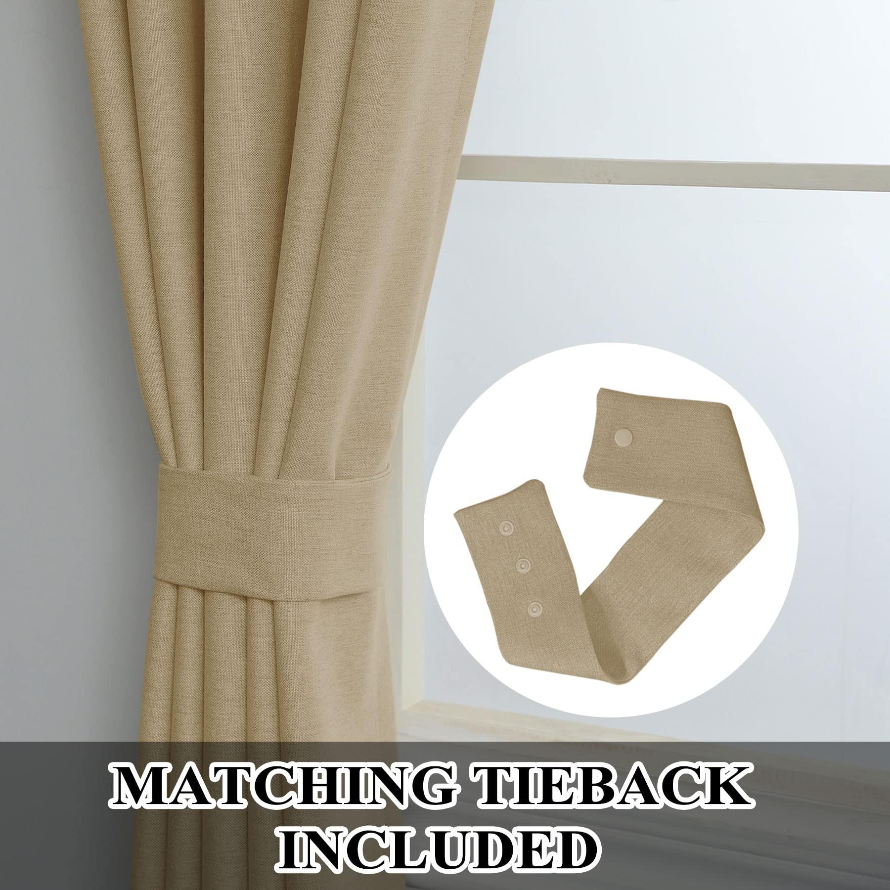 Fcosie Fcosie Extra Long Blackout Curtains Khaki (1 PC) - Flax Linen Drapes 288 Inches Long - 2 Story High Living Room Drapes Window Panel - Thermal Insulated Grommet Top Draperies, 50" W x 288" L