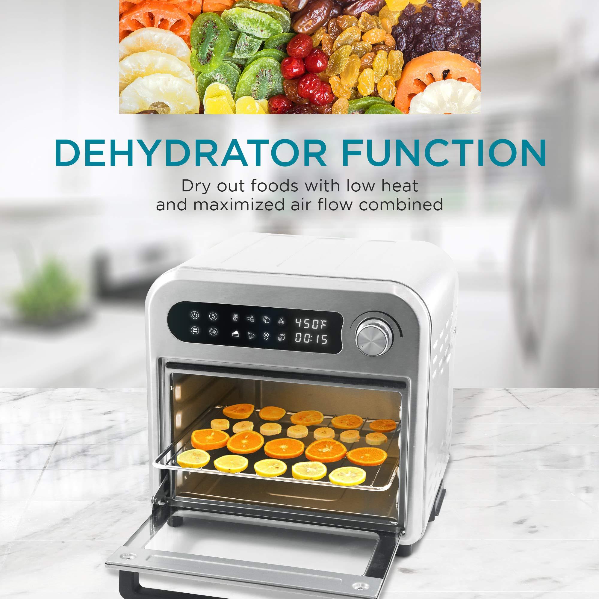 Elite Gourmet Elite Gourmet EAF1010D Programmable 10L Air Fryer Convection Countertop Oven, 8 Menu Settings, Temperature + Timer Controls, Bake, Toast, Broil, Air Fry, 1500W with Recipes, Steel Exterior