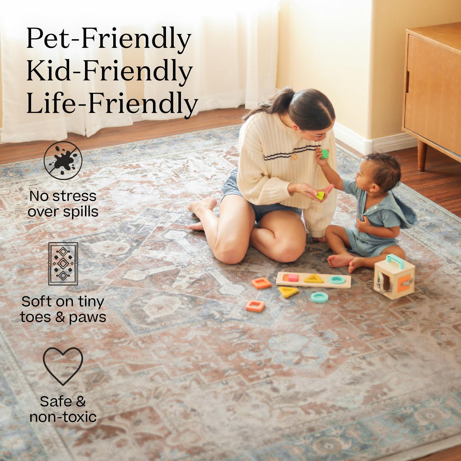 RUGGABLE Ruggable Washable 2x3 Area Rug, Impasto Greyscale, Premium Modern Rugs for Living Room, Bedroom, Kitchen, Office, Classroom with Gripper Non Slip Pad