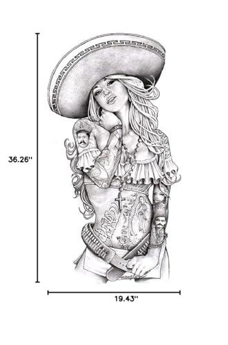 Black Market Art Company Love Charra by Mouse Lopez Mexican Pin-up Girl Tattoo Unstretched Canvas Art