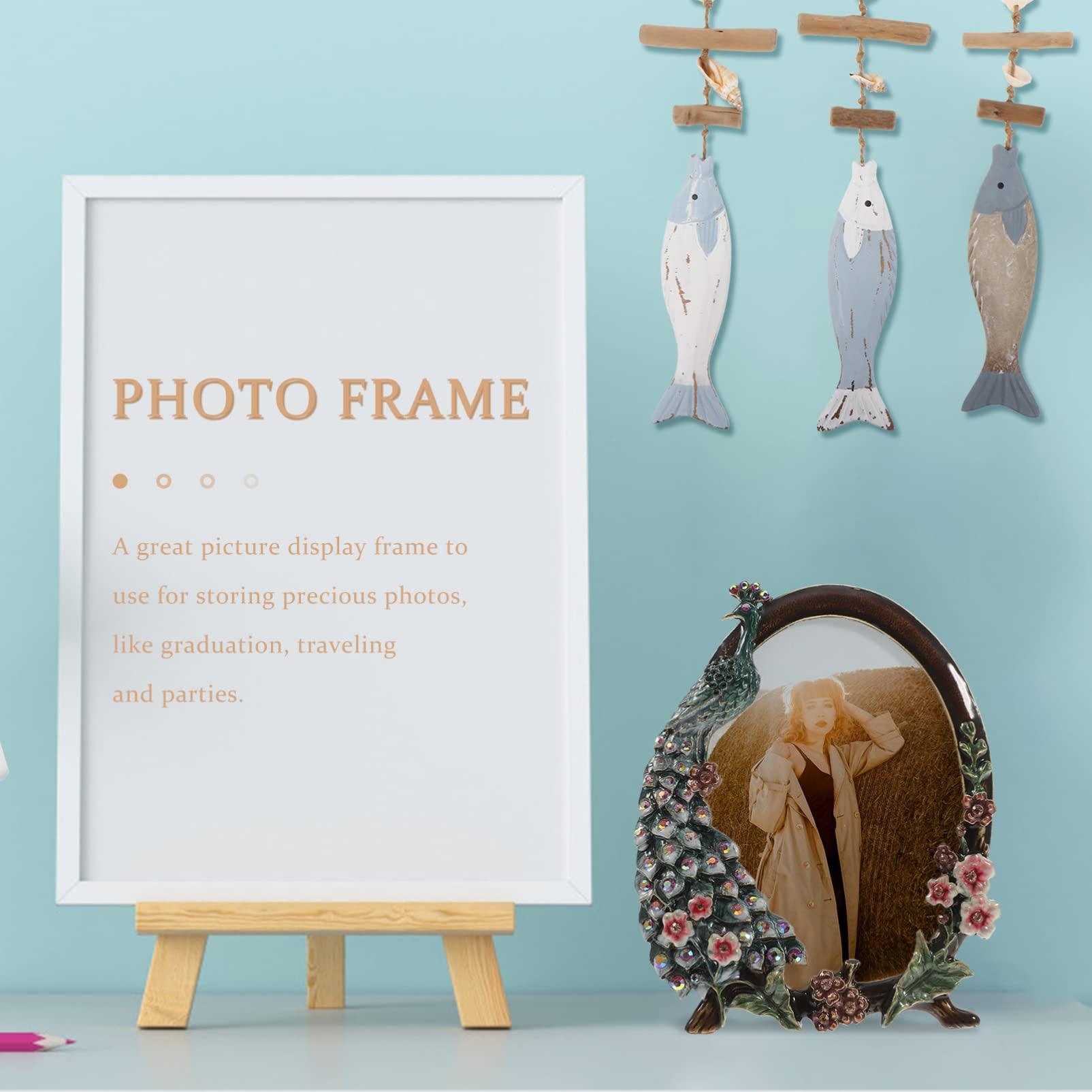 ARTIBETTER ARTIBETTER Peacock Photo Frame Chrismas Tabletop Display Picture Frame Vintage Picture Family Picture Frame Retro Photo Holder Best Friend Picture Frame Metal Photo Folder Household