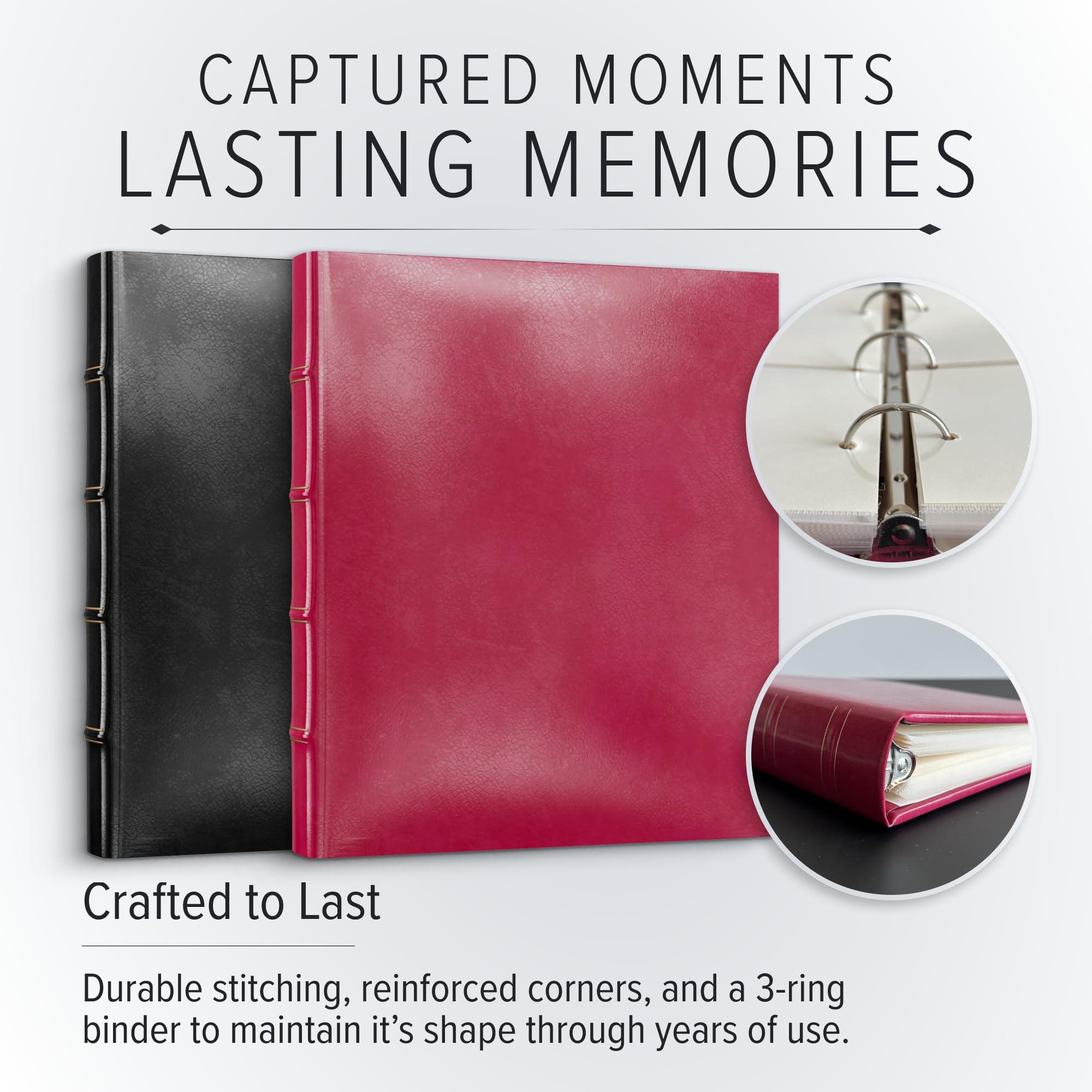 Gallery Leather Gallery Leather Photo Album 4x6-3 Ring Binder Photo Album, 60 Pages for 120 Photos, Fillable, Can Fit 4x6 Photos, Handcrafted - Acadia Burgundy - 9.25 x 8 \", Compact