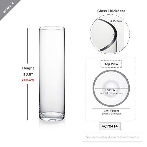 WGVI WGVI Quality Thick Weighted Tall Clear Cylinder Glass Vases, 4\" W x 14\" H, Flower Arrangement Floating Candle Holders Wedding Centerpieces Floral Container Home Decor, Bulk Wholesale, 12 Pcs