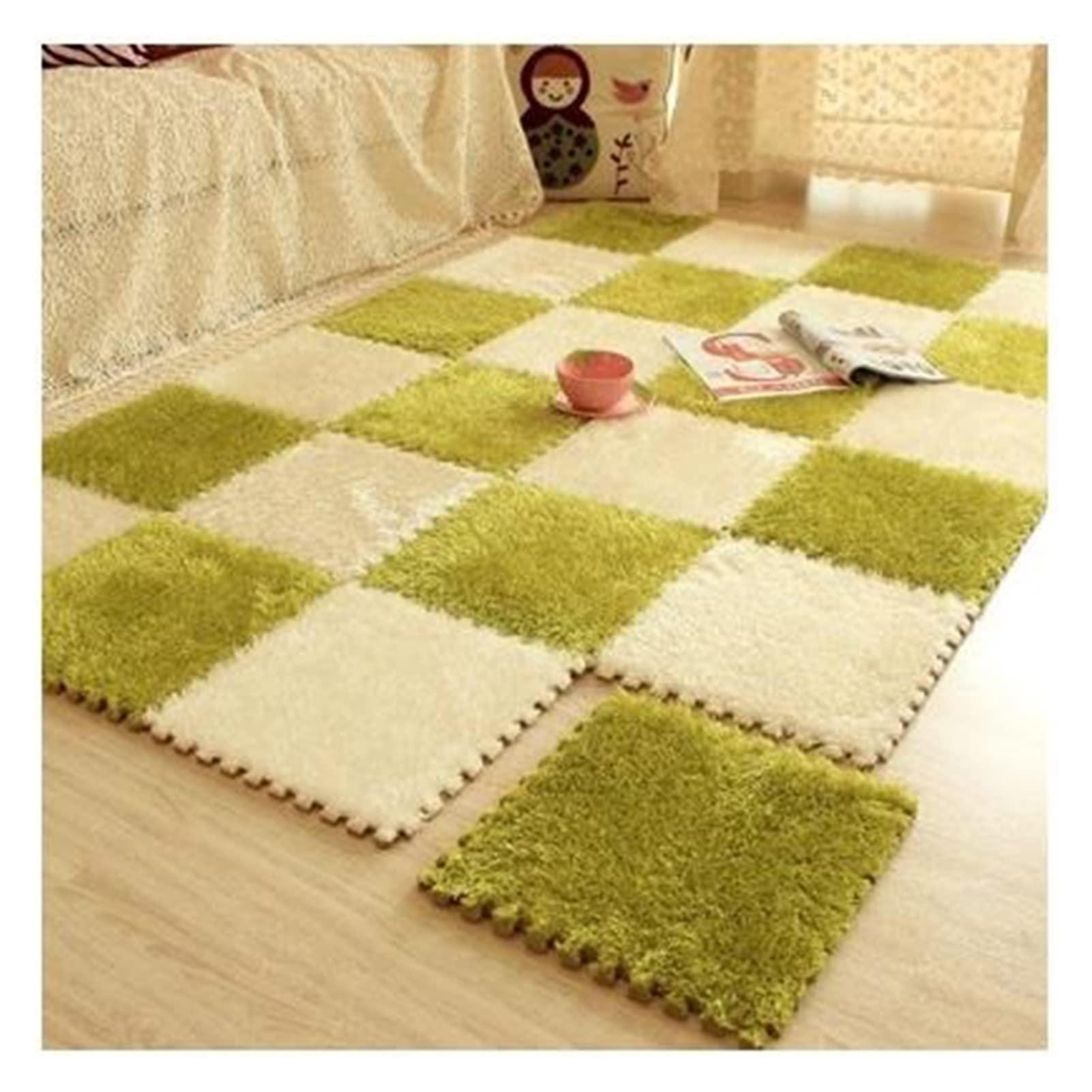 LOWLIU Family Carpet Stitched Carpet Foam Mats Fluffy Carpet Tiles Plush Area Rug Interlocking Floor Tiles Playmat Puzzle Floor Mat 10pcs Living Room Carpet (Color : 10 pcs Pink, Size : 30 x 30cm)