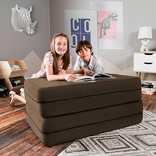 Jaxx Jaxx Zipline Sofa & Large Ottoman 3 in 1 Fold Out Sofa, Big Kids Edition, Chocolate