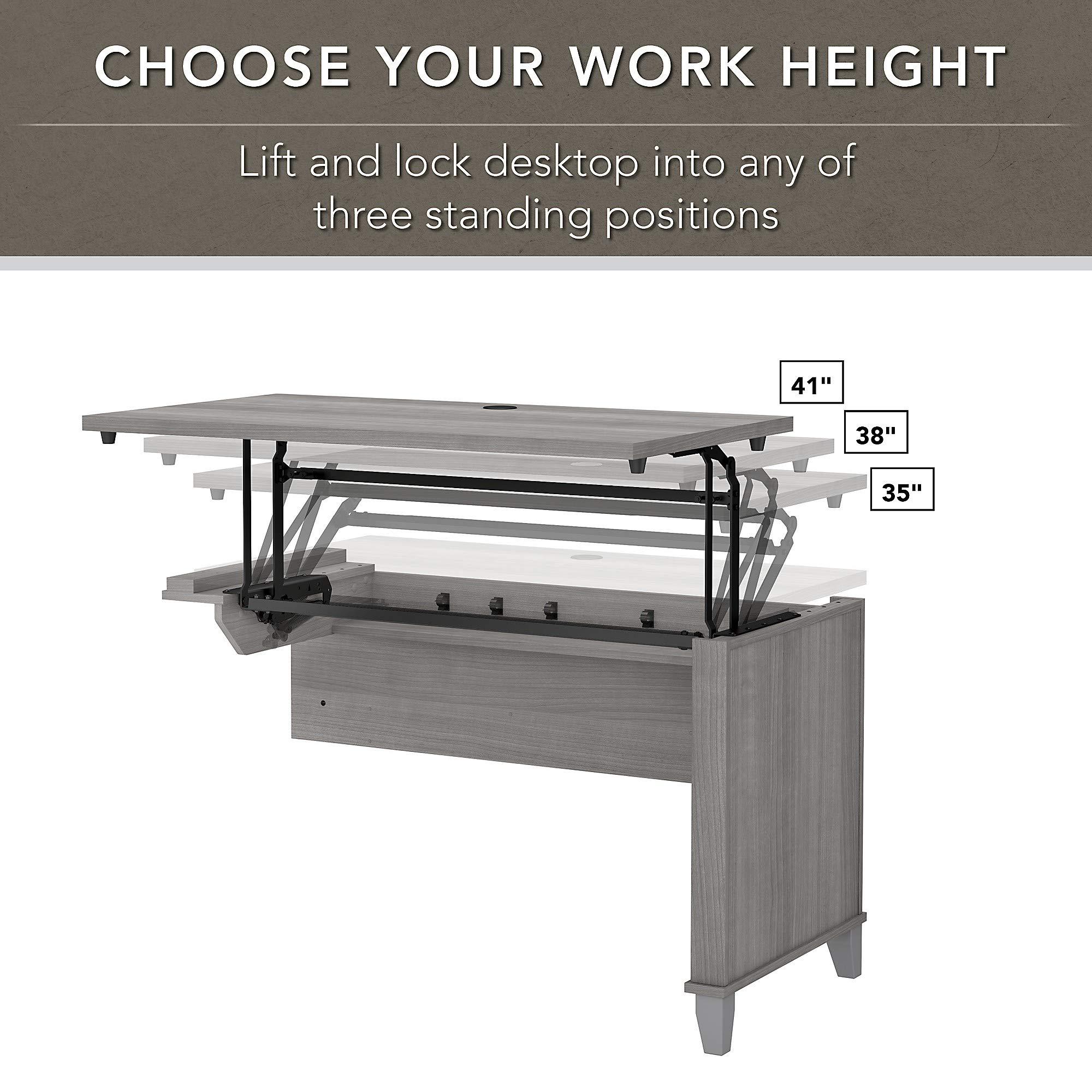 Bush Furniture Bush Furniture Somerset 72W 3 Position Sit to Stand L Shaped Desk with Hutch and File Cabinet in Platinum Gray