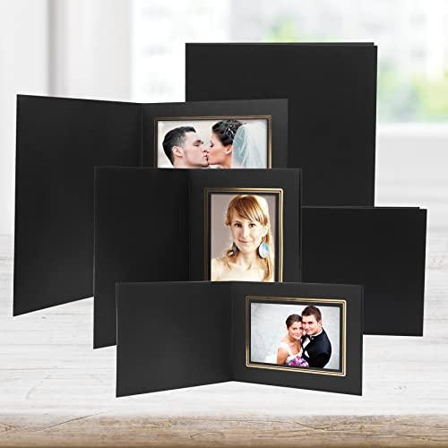 Neil Enterprises Inc. Neil Enterprises Inc. Classic Black w/Gold Trim 5\" x 7\" Photo Folders - 100 Pack
