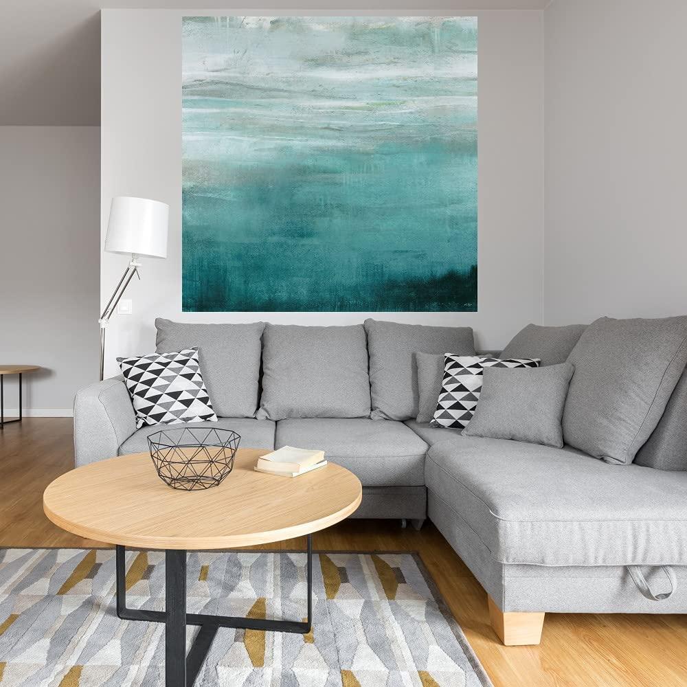 Fine Art Canvas Fine Art Canvas Cancun Teal Canvas Wall Decor by Artist Santiago for Living Room, Bedroom, Bathroom, Kitchen, Office, Bar, Dining & Guest Room - Ready to Hang - 37 in x 37 in