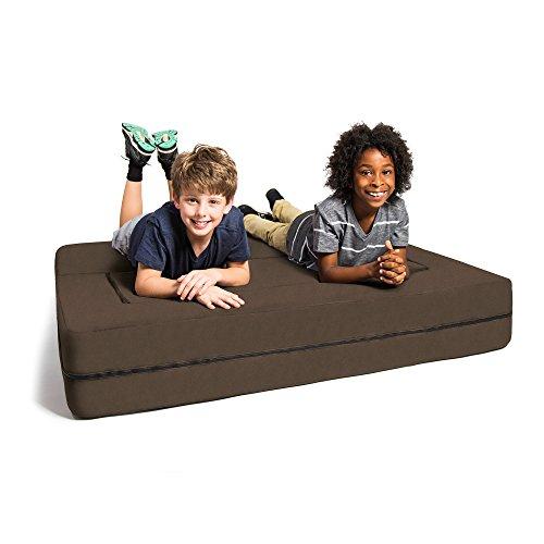 Jaxx Jaxx Zipline Sofa & Large Ottoman 3 in 1 Fold Out Sofa, Big Kids Edition, Chocolate