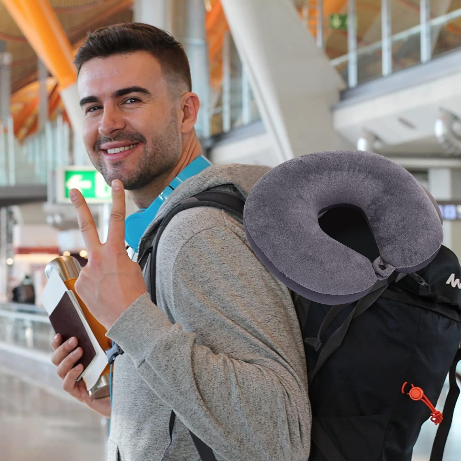 KELINFONG Travel Pillows for Airplanes Memory Foam Neck Pillow for Sleeping Travel Turtle Neck Pillow with Attachable Snap Buttons Outdoor Pillows for Traveling,car,home Recliner ,office Plane Accessories