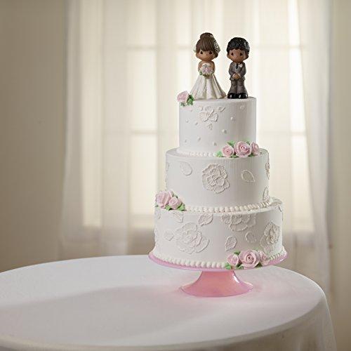 Precious Moments Precious Moments Perfect Couple Bride, Brunette Hair With Medium Skin Tone Bisque Porcelain Wedding Figurine & Cake Topper, 172065