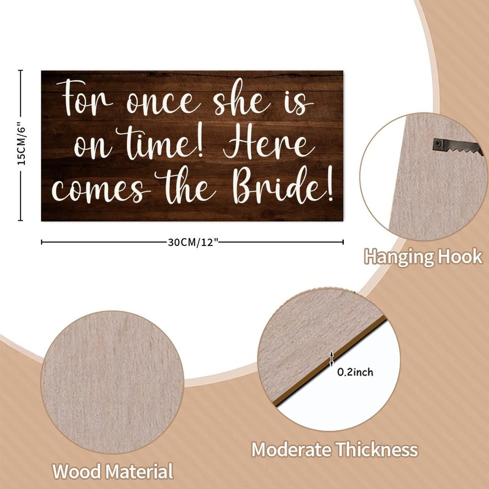 Alioyoit Farmhouse Style Wedding Sign Wood Pallet Sign Plaque Here Comes The Bride Rustic Wooden Pallet Sign Plaque Wood Hanging Door Plaque Countryside Wall Art Shabby Chic Wooden Hanging Decor Novelty